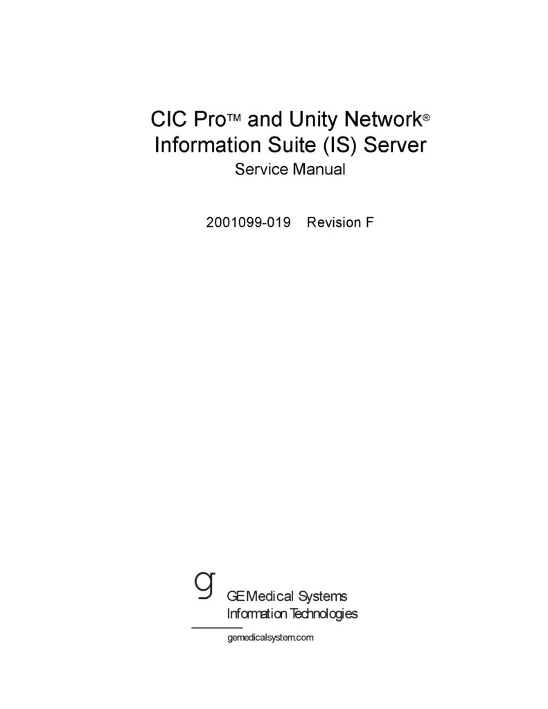 GE CIC Pro and Unity Network Service manual – Goldenbiomed
