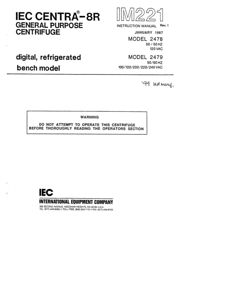 IEC Centra 8A User and service manual – Goldenbiomed